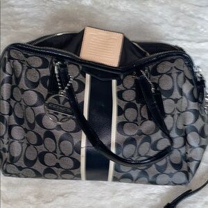 Coach Black and Gray Signature Handbag
